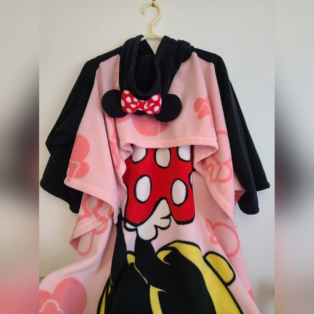 Disney Minnie Mouse Hooded Blanket Throw Fleece‎ With Sleeves 152x114CM